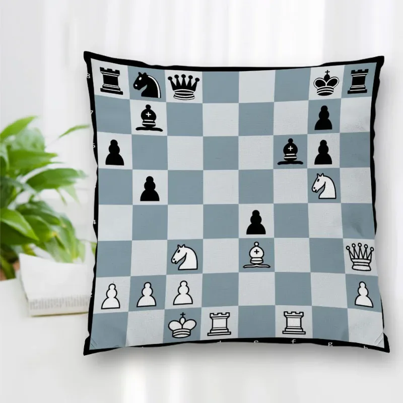 High Quality Custom Art Chess Board Square Pillowcase Zippered Bedroom Home Pillow Cover Case