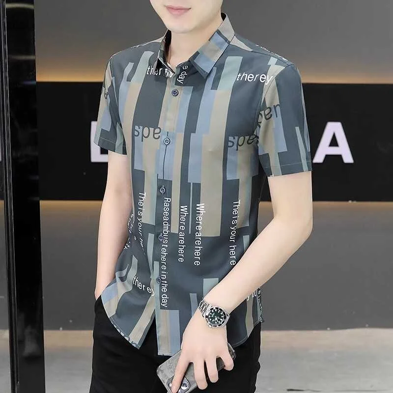 

New 2024 Summer Men's ort Sve irt Trendy Haome High-End Feeling Ice Silk Thin Cool irt Youthful ular Daily Wear
