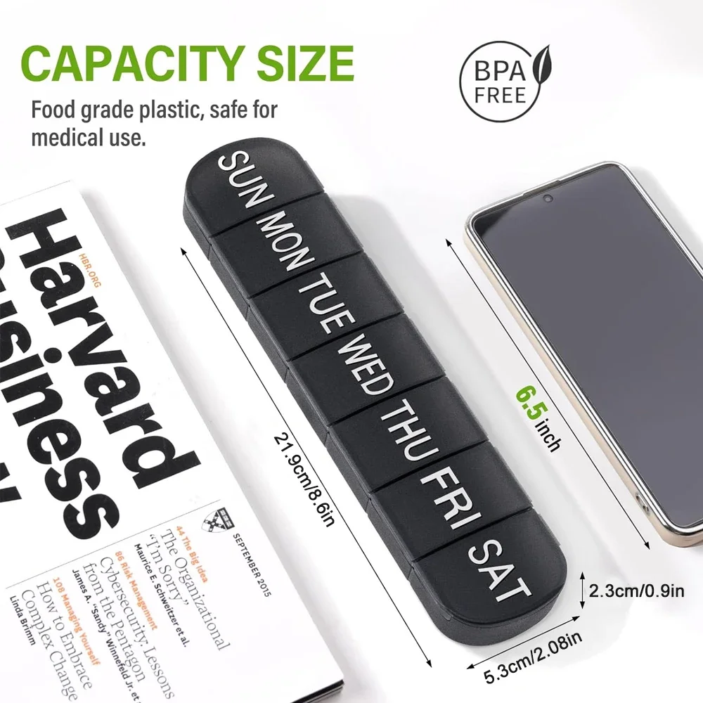 1PCS Large Weekly Pill Organizer, 7 Day Portable Pill Box Case for Big Vitamins, Fish Oil & Supplements