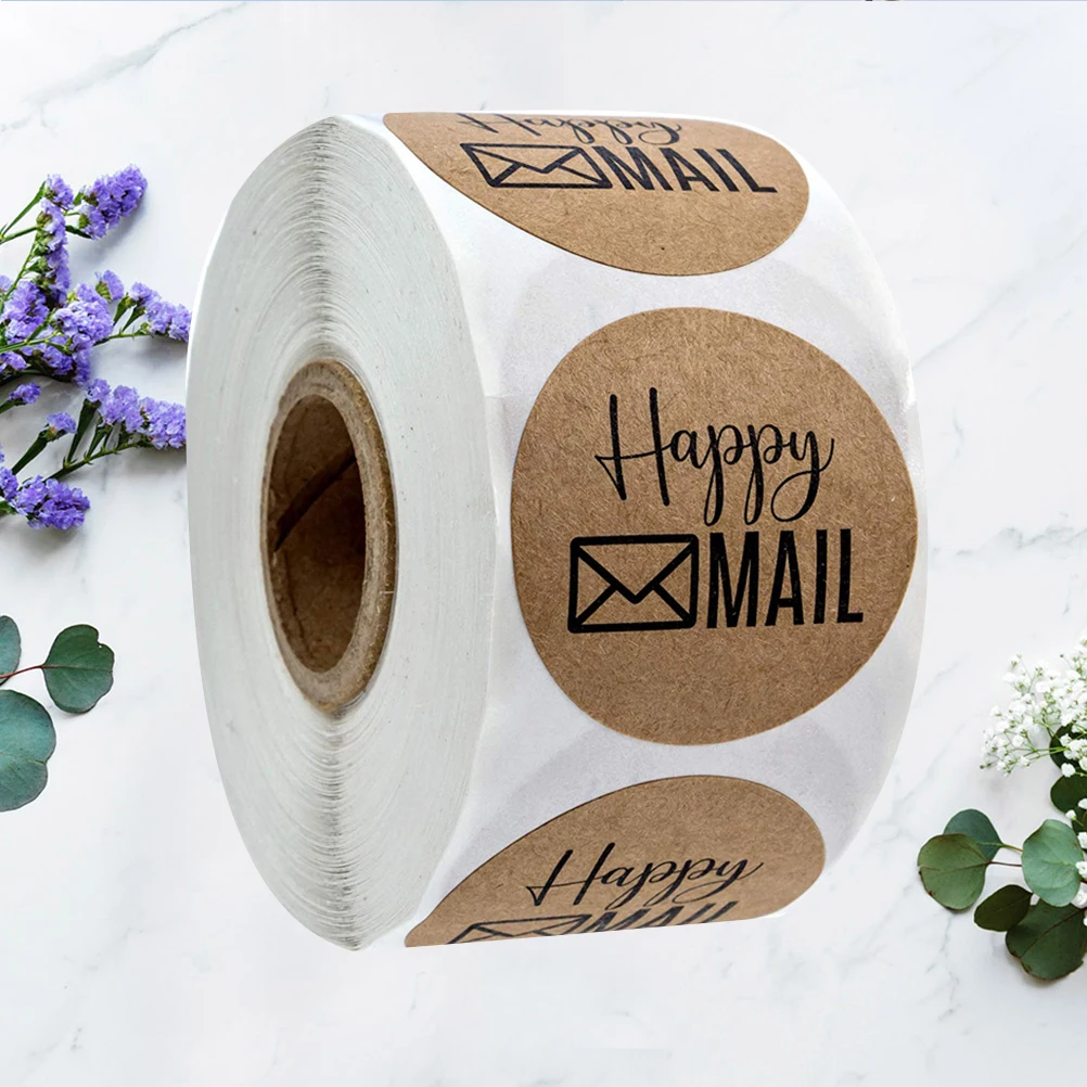 

Kraft Paper Stickers Self-adhesive DIY Wrapping Baking Packing Label Round Gift