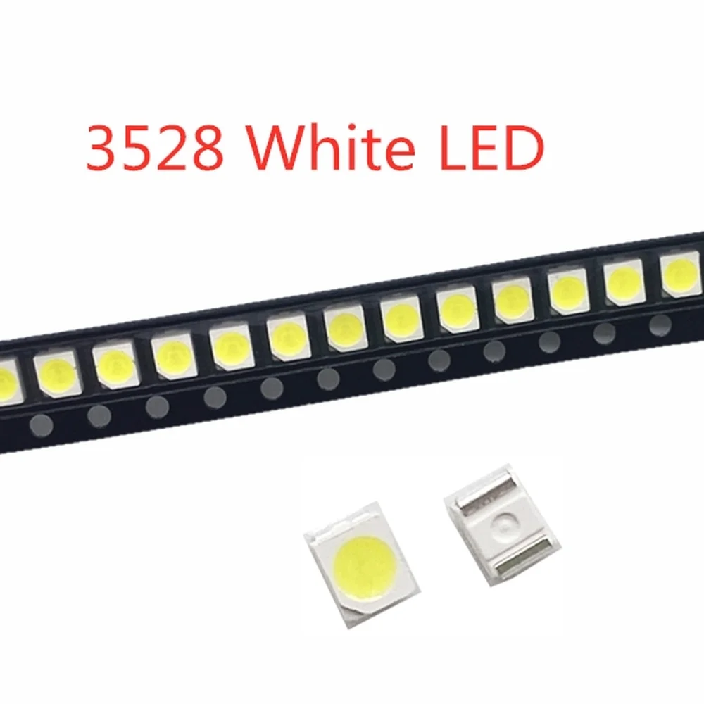 200PCS/LOT 1210 white 3528 SMD LED bright white light-emitting diodes 5000-7000k 6-7lm 2000-2200mcd 2.8-3.6v 3528 Cool white