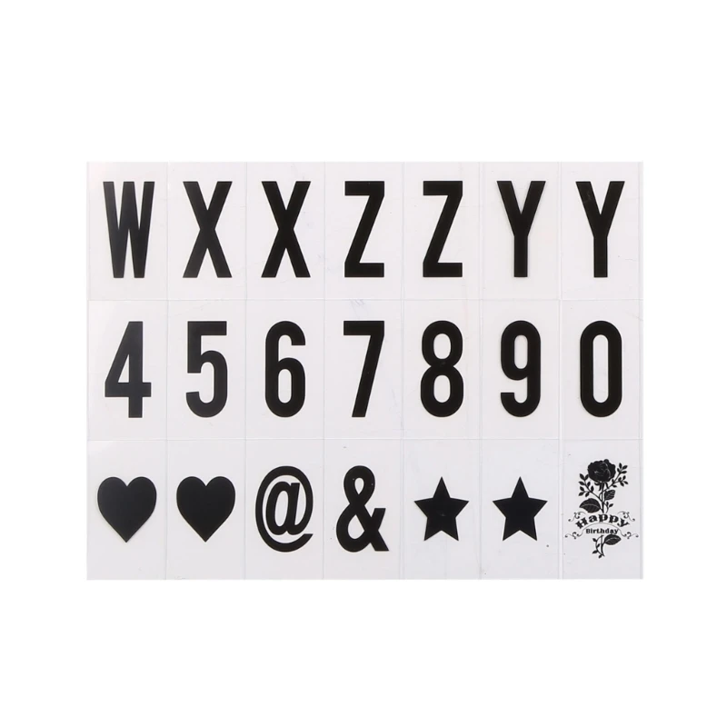 Y1UB LED Light Luminous Box Letters Number Cards DIY Cinema Light Box Symbols Wedding Xmas Decor Sign Cards without Light Box