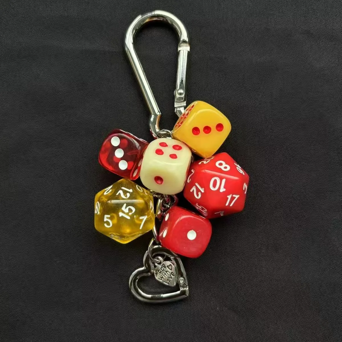 Yellow Square Dice Keychain for Women Men Car Keyrings Pendant Rock Polychrome Contrasting Bags Phone Chain Hanging Accessories