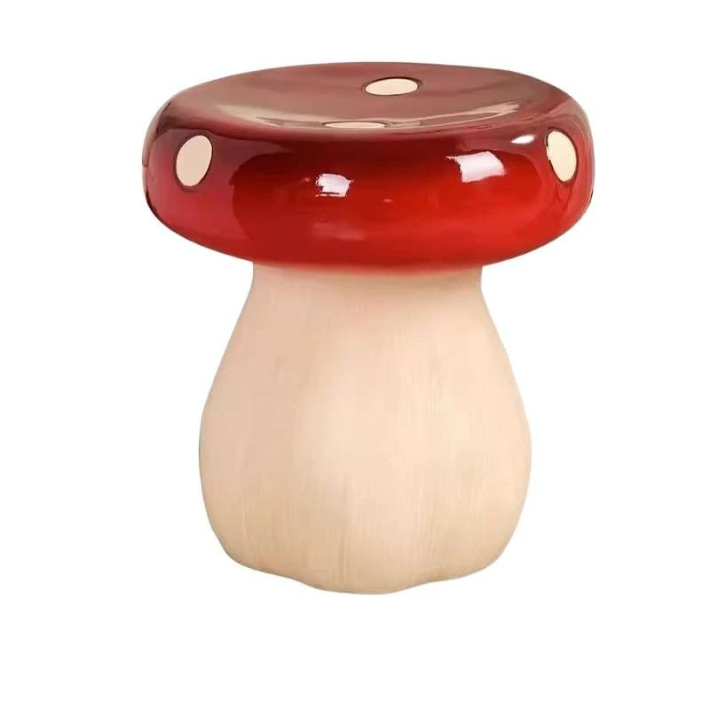 Red mushroom resin shoe changing stool small coffee table room ornament stool cute decoration