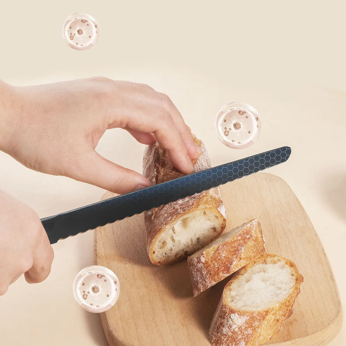 

Crumb-Free Serrated Bread Knife, Effortlessly Slice Bread & Cake with No Residue, Stainless Steel Wavy Edge Toast Slicing Tool