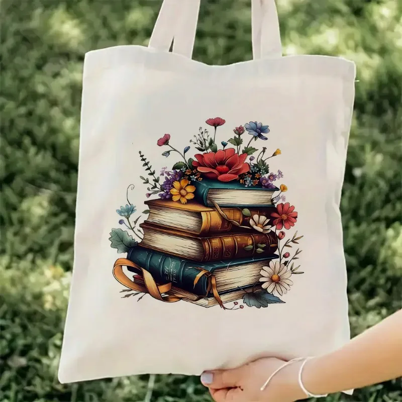 Fun Flower Books Graphic Book Enthusiasts Gift Reading Reusable Shopping Bag Love To Read Funny Booktrovert Bag Book Reader Gift