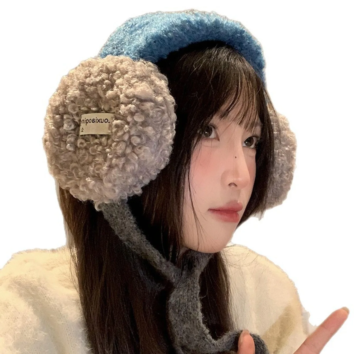 Retro Plaid Earmuffs For Women New Winter Style For Outdoor Cold Protection Thickened Warm Earmuffs With Straps