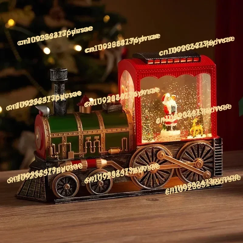 2025Christmas Decorations Train Snow Music Box Decoration Boy Children Crystal Ball Birthday Gift Music Box