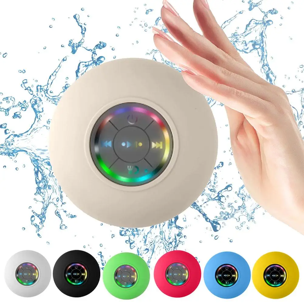 سماعة لاسلكية تعمل بالبلوتوث المتكلم LED IPX4 مقاوم للماء مكبر الصوت في الهواء الطلق الحمام كوب شفط كبير صندوق صوت ستيريو صغير