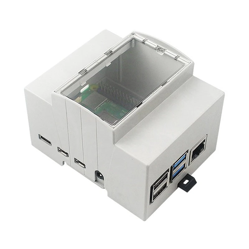 DIXSG DIN Rail ABS Case for Raspberry Pi 5 Large Inner Space Shell Electrical Box Enclosure for Raspberry Pi 4 Model B