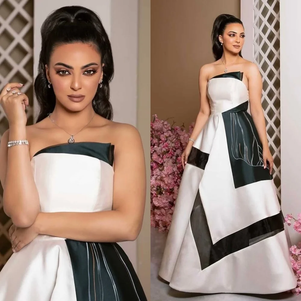 Robe de soirée en Satin, personnalisée, Simple, sans bretelles, sans manches, de haute qualité, robes de bal délicates, couleur contrastée