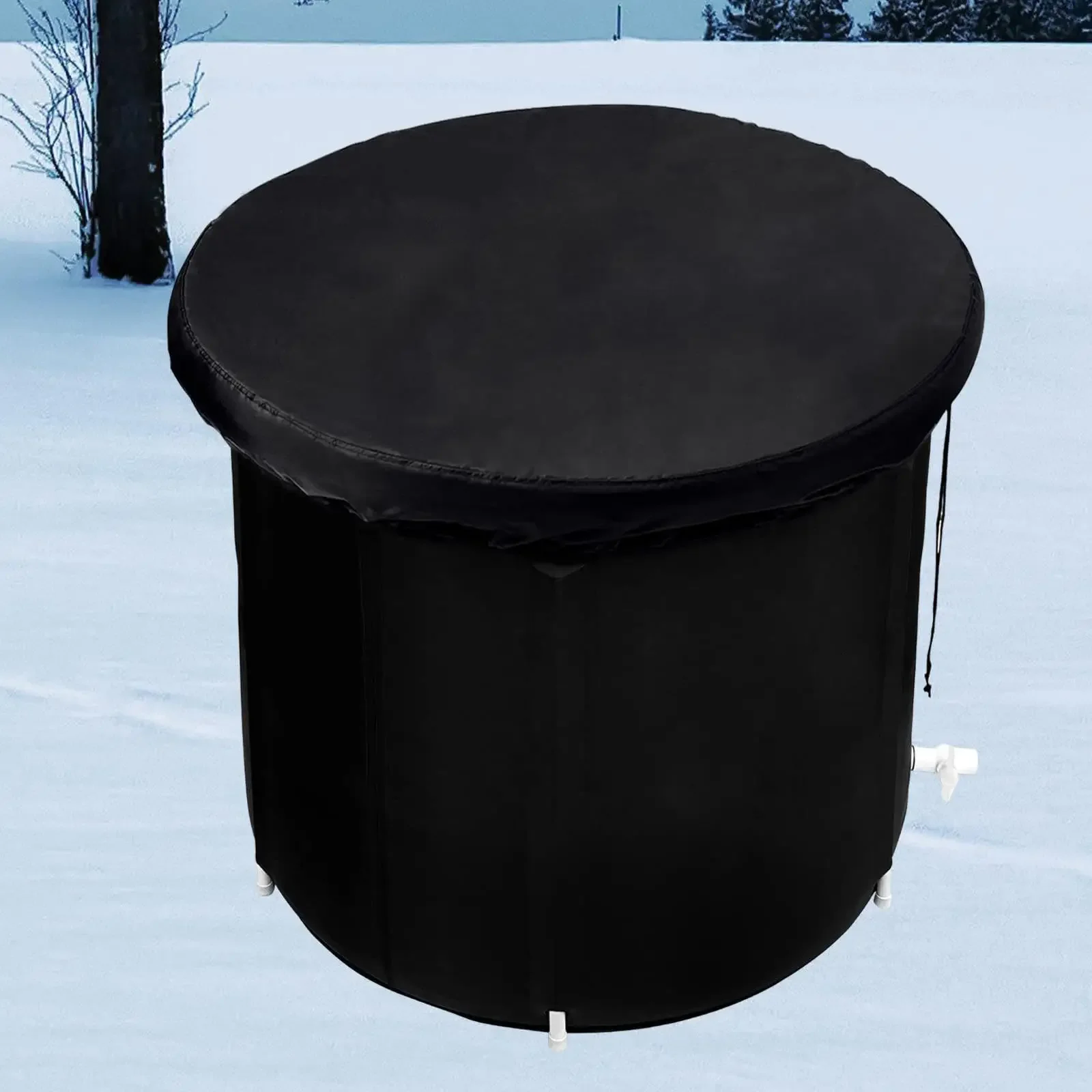 DIA90CM Black Bath Bucket Double lid Household Folding Bath Bucket PVC Inflatable SPA Ice Bath Ice Therapy Double Layer