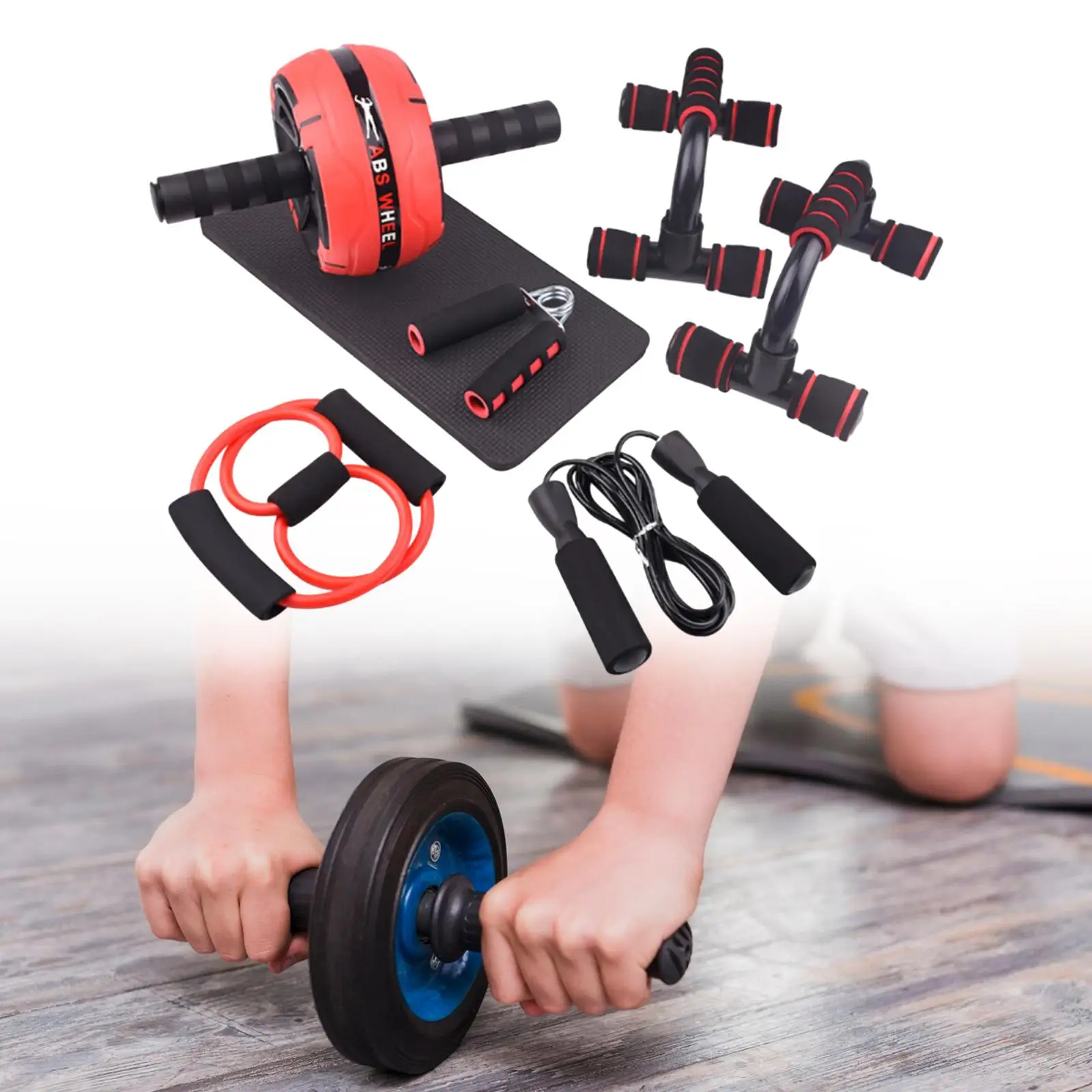 Home Gym Accessories Abdominal Roller Push Up Bars Jump Rope Chest Expander for Core Strength Training Fitness Equipment for Men