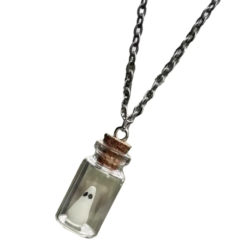 قلادة قوطية أنيقة مع قلادة مرطبانات زجاجية صغيرة، ملابس مثالية لحفلات الهالوين، زجاجات مصغرة #5