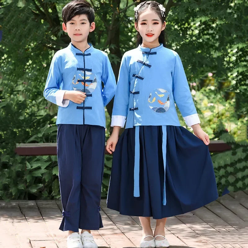 Two Piece Set Baby Hanfu Roupa Infantil Cosplay Boy Suit Performance Kids Outfit Chinese Children's Ancient Costume Girl Clothes