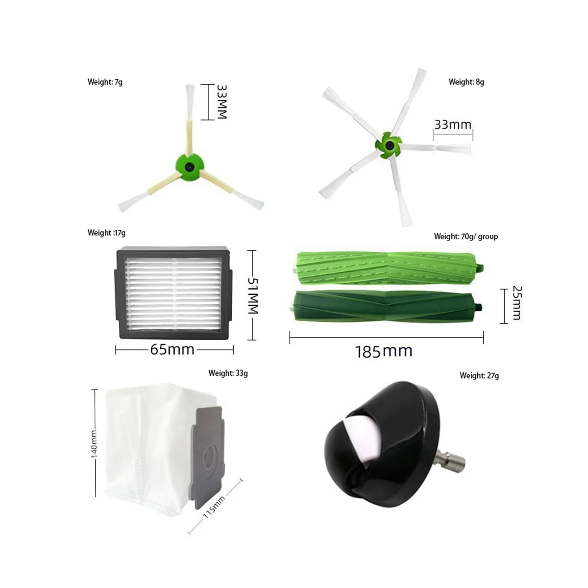 مناسبة لملحقات الروبوت كيس الغبار I7 I7 + E5 E6 I3 ملحقات مرشح الفرشاة الجانبية للفرشاة الرئيسية