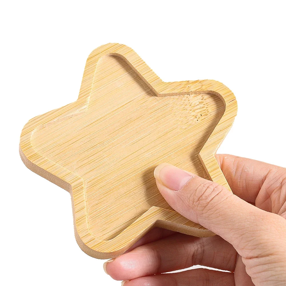 

Natural Log Simple Coasters Pentagram Shaped Heat Insulating Mat Anti-scald Non-slip Coffee Mat Base Waterproof Tray