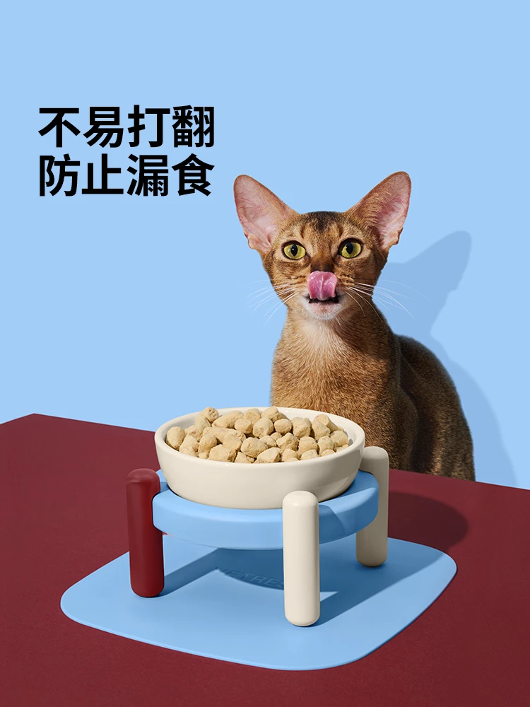 ceramic bowl mat set cat bowl dog bowl protection cervical spine cat food basin cat dog use