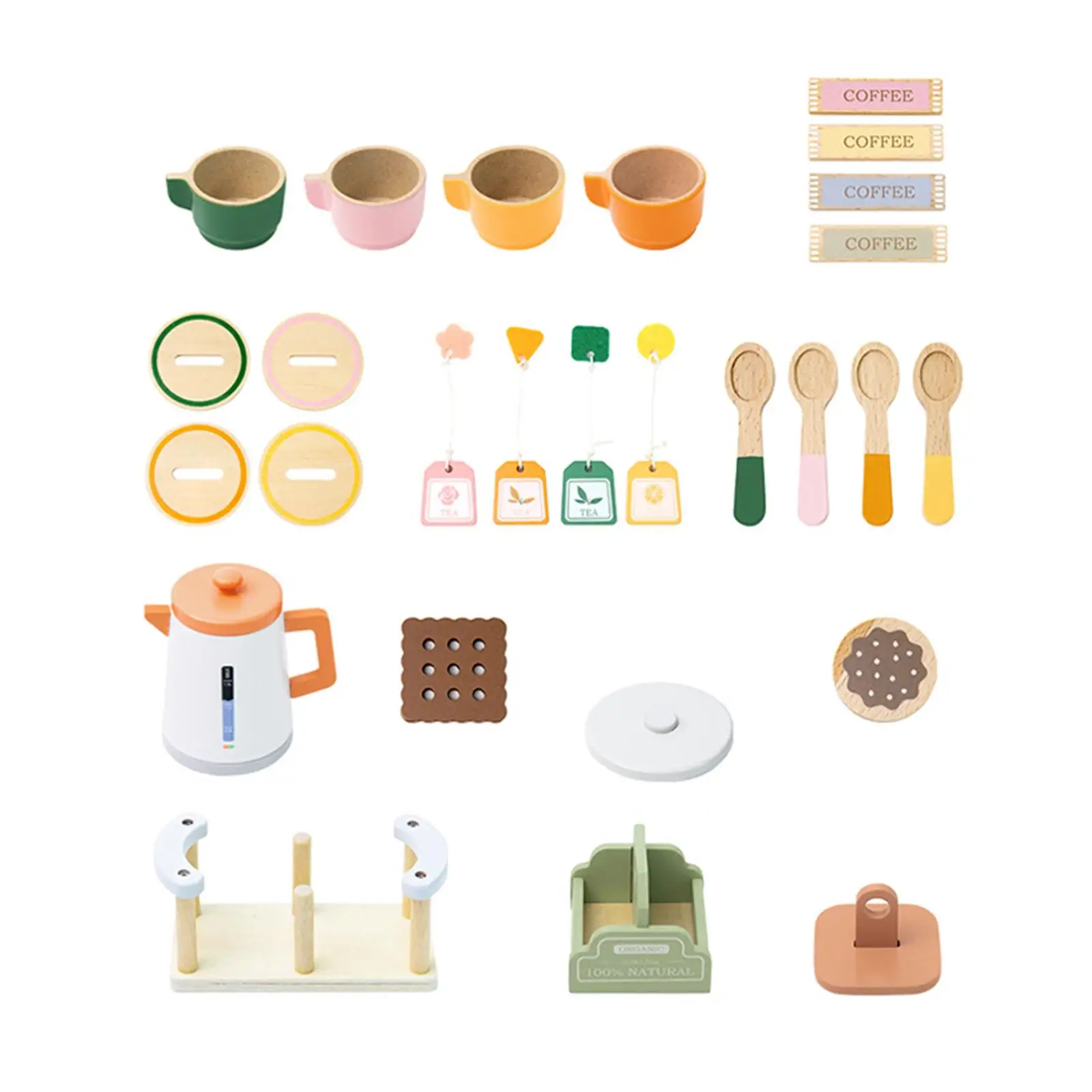 مجموعة حفلات الشاي الخشبية للفتيات الصغيرات، مجموعة الشاي التظاهري كهدية للأطفال