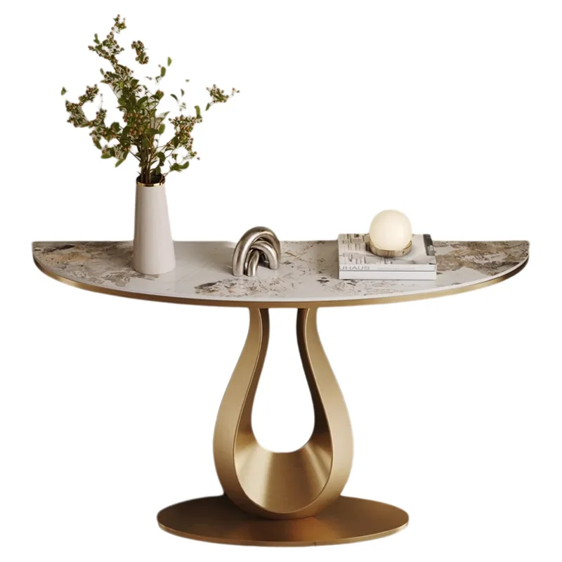 YJQ rock slab entrance table decoration against the wall stainless steel marble villa end view table small apartment