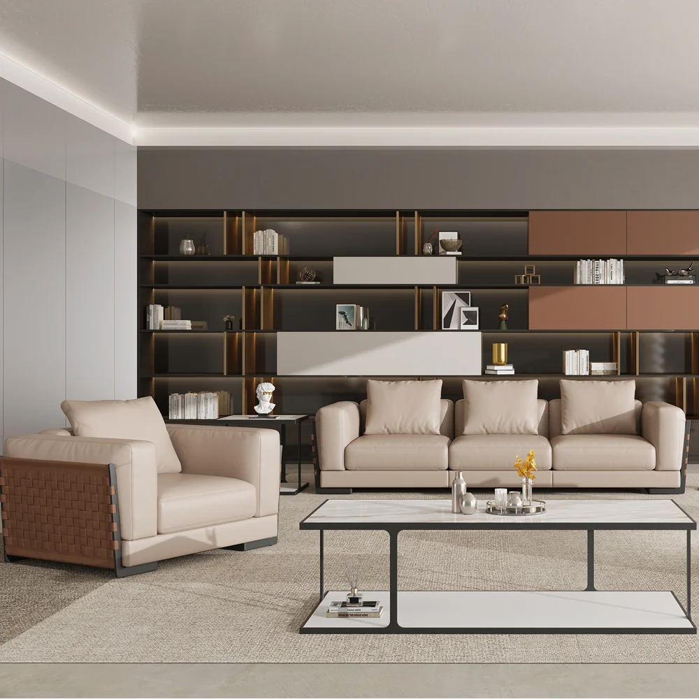 Customizable CEO Leather Office Sofa Set for Hotel Lobby Use