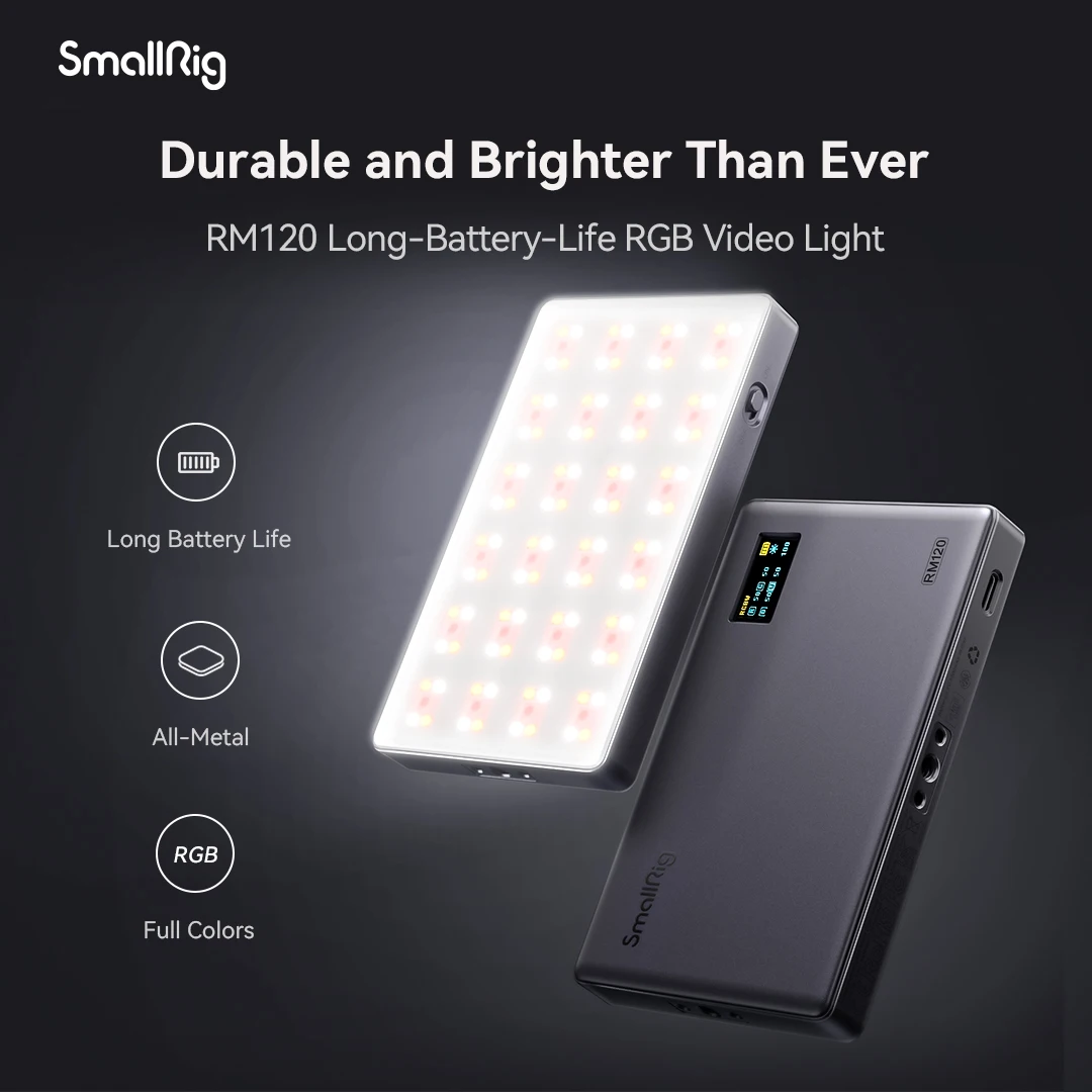 SmallRig RM120 Super Long-Battery-Life RGB Video Light Portable  All-in-One Design Ultrathin RGB Light 2500K ~ 8500K 3808