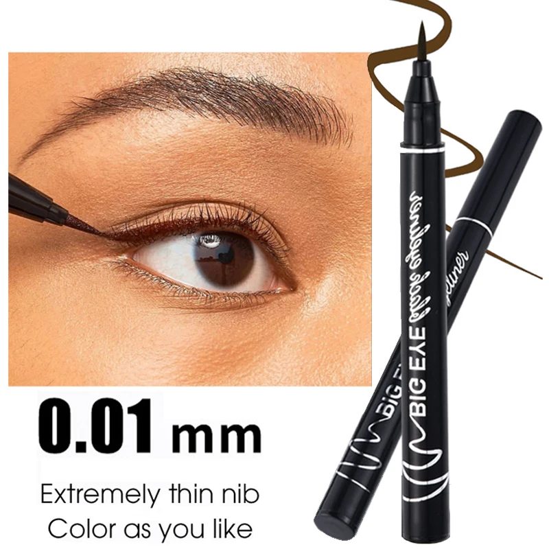 Wodoodporny matowy płynny Eyeliner czarny cienkopis brązowy długotrwały szybkoschnący gładki łatwe do pokolorowania Eyeliner Pen Makeup Cosmetics