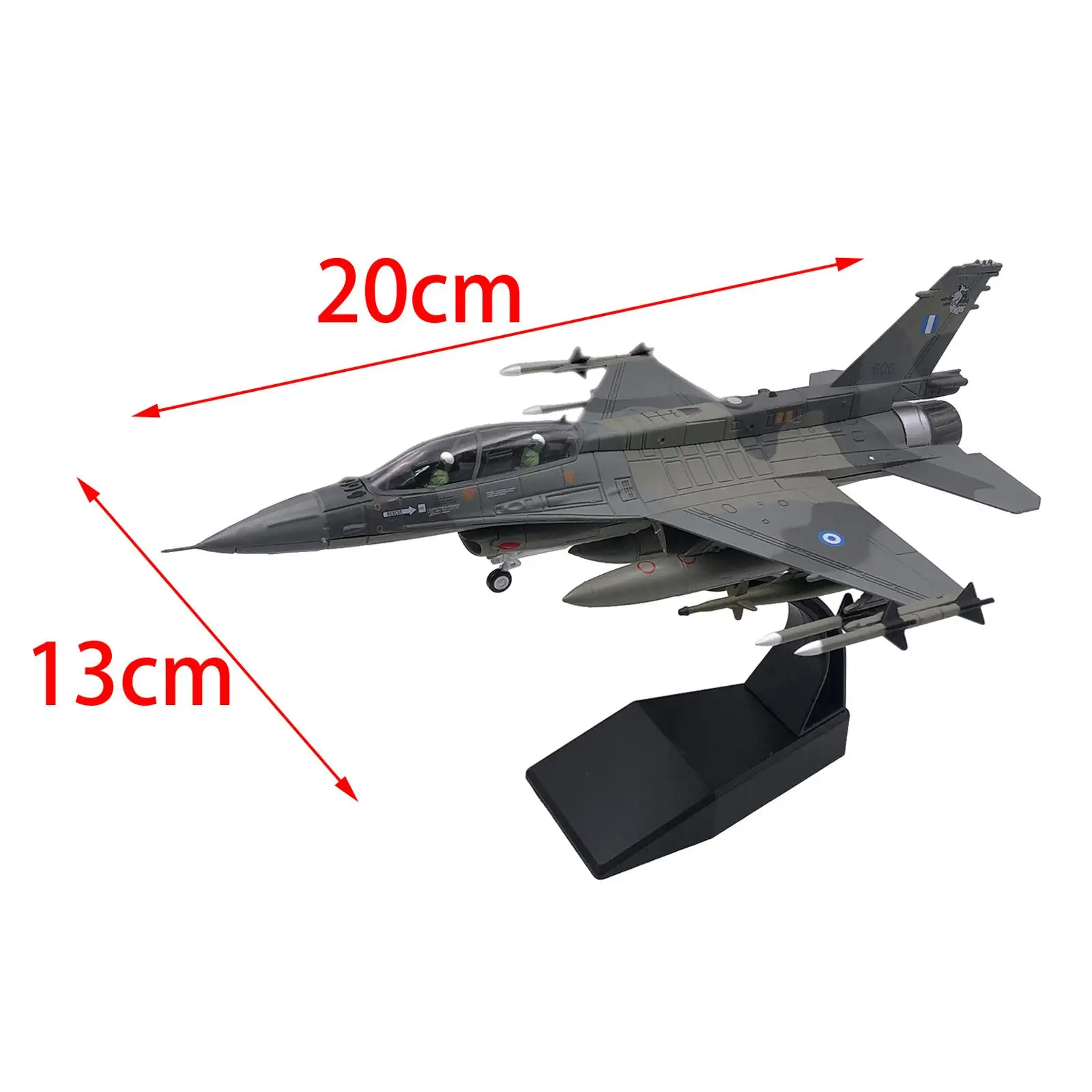 Alloy 1/72 F16D Fighter Model Oornament with Display Base for Home Bookshelf