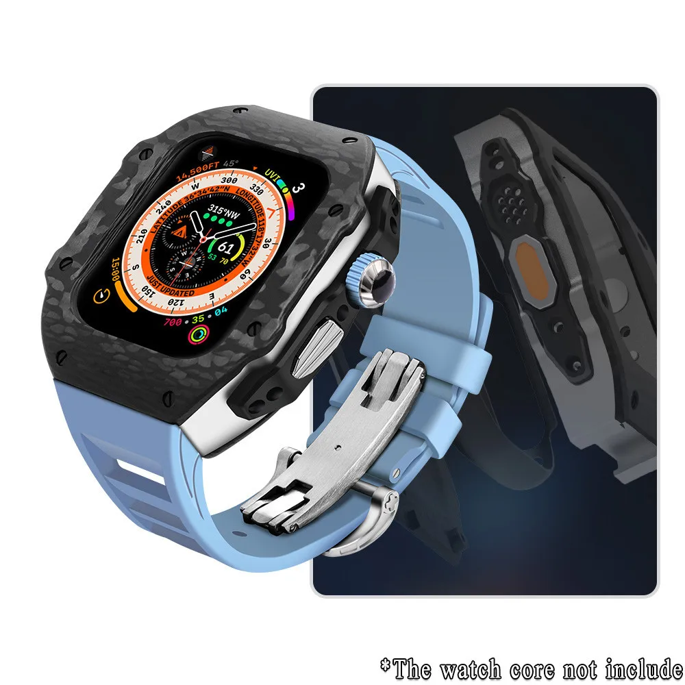 Luxe koolstofvezel modificatiekit compatibel voor Apple Watch Ultra3 49 mm 44 mm 45 mm Iwatch-serie 9 8 7 6 5 4 SE3/2/1 ultra 3