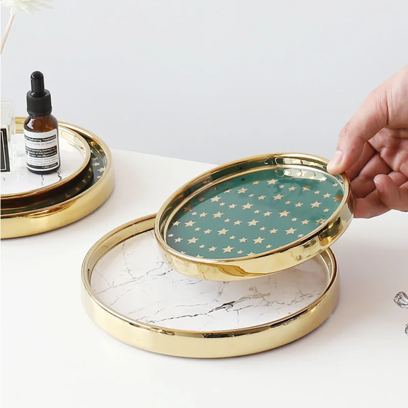 

Creative Ceramic Storage Tray Ceramic Round Cosmetic Jewelry Storage Tray Dressing Table Decoration Ornament Storage Tray