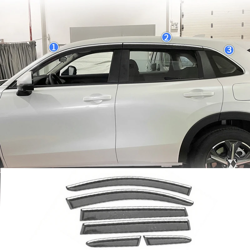 

Car accessories FIT FOR Honda ZR-V ZRV 2023-2026 ABS black waterproof Door Window Visor Vent Shades Sun Rain Guard