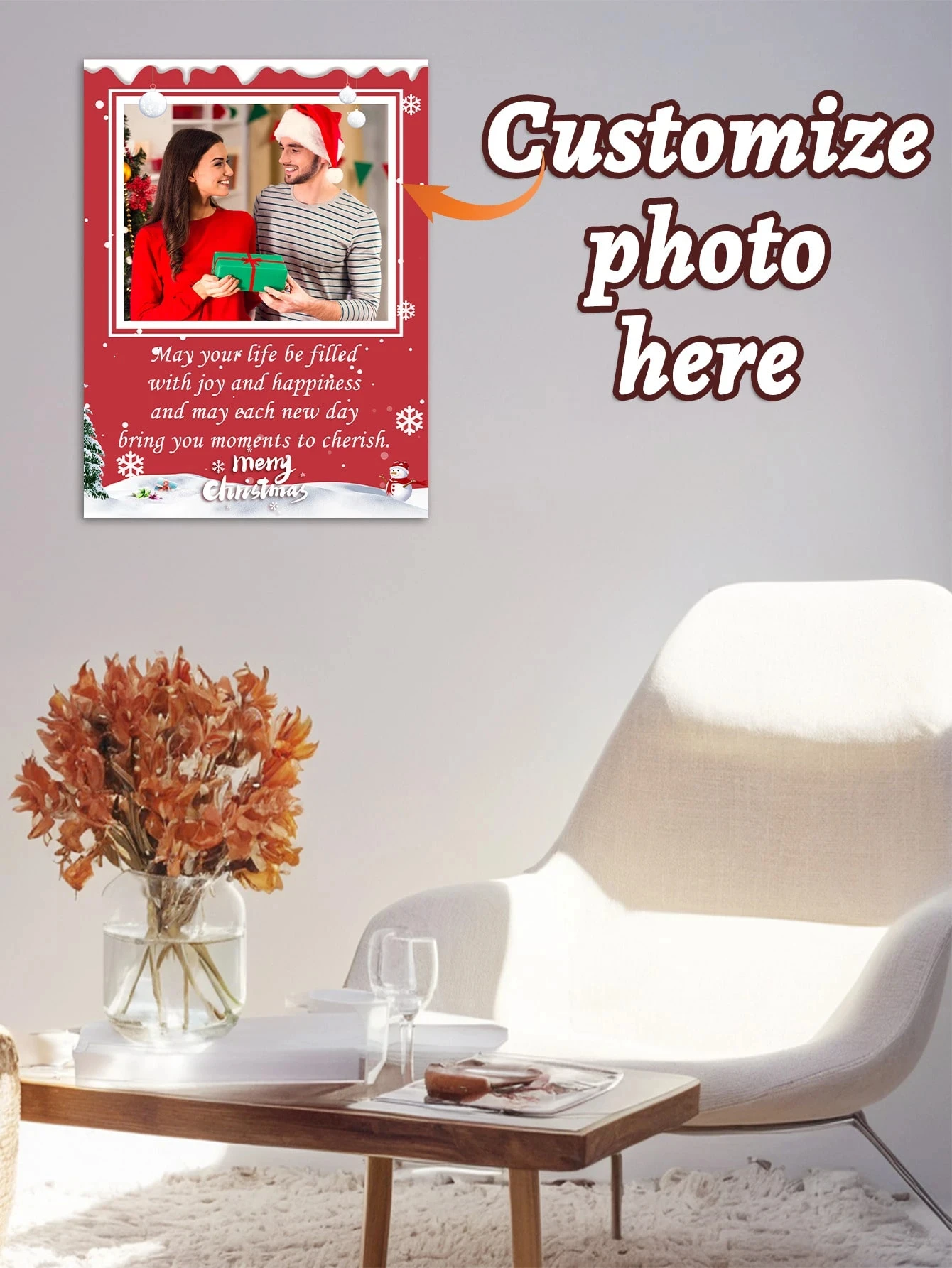 

1pc Custom Photo Christmas Frameless Mural Rich Patterns Exquisite Living Room Bedroom Home Wall Decor For Him Her Lovers Gifts