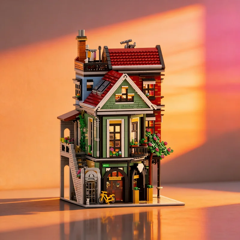 

4340pcs MOC Townhouse Jeweler Pancake House Modular Streetscape Model Building Blocks Architecture Christmas Gifts Toy Idea