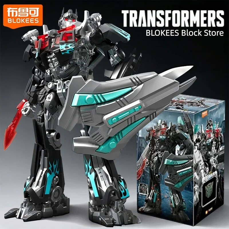 BLOKEES Winged Optimus Prime Building Block Transformers Beyond Anime Cartoon Assembled Toy Model Desktop Ornaments Holiday Gift