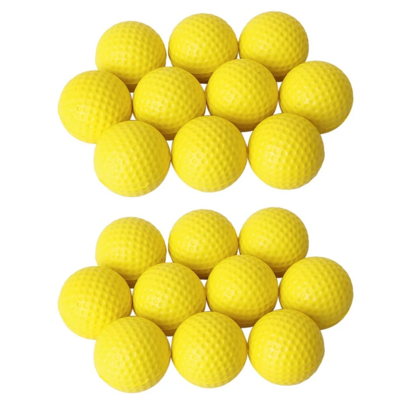 20Pcs Yellow Soft Elastic Indoor Practice PU Golf Ball