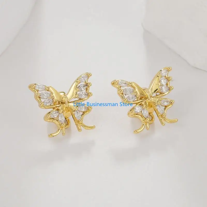 Styling Earbud Charm Compatible for FreeClip 1/2 Earbud Jewelry, Butterfly Pattern Ear Clip with Clear Stone Accent M76A