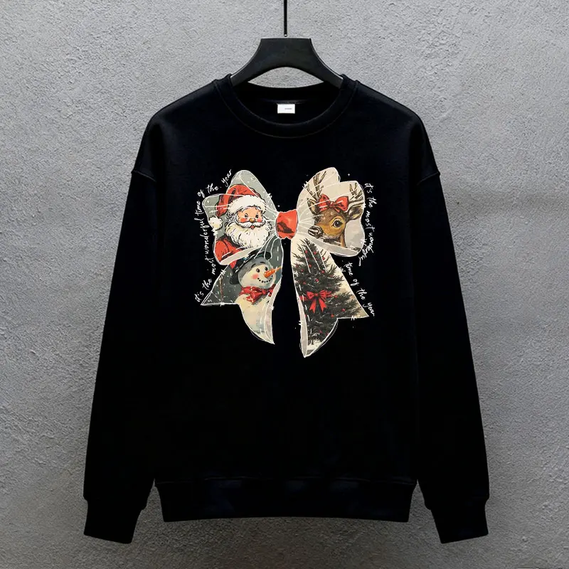 المرأة عيد الميلاد Coquette القوس هو الأكثر رائعة من الوقت في السنة المطبوعة Crewneck البلوز أو هودي / هوديي بلوزات