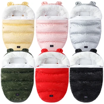Sacos de dormir gruesos de terciopelo para bebé, saco de dormir de invierno impermeable para cochecito, edredón antipatadas para recién nacidos