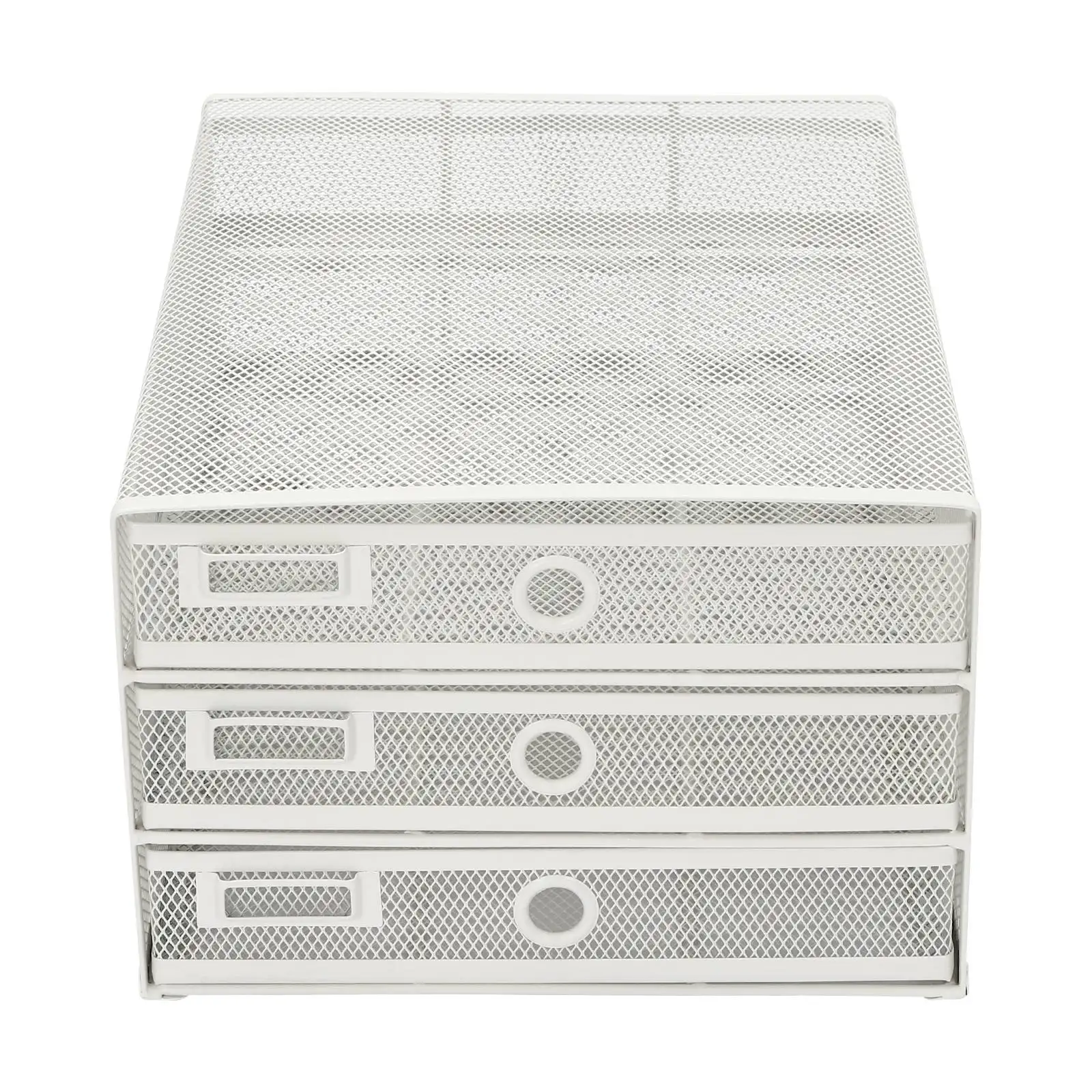 3-tier White Desk Organizer Non-slip Round Pads Carbon Steel Rectangular Desk Organizer Tabletop Anti-corrosive Rust-resistant