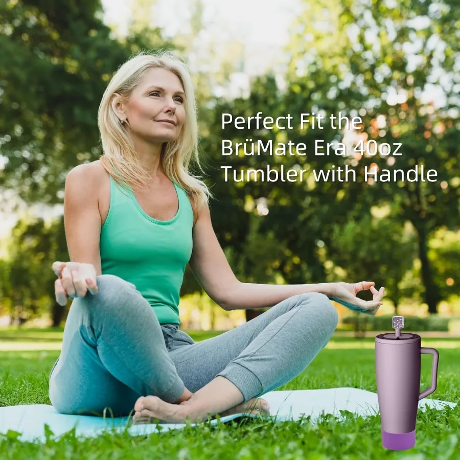 Силиконовые ботинки и магнитная соломенная крышка со стразами, совместимая с противоскользящим силиконовым протектором BrMate Era для стакана на 40 унций