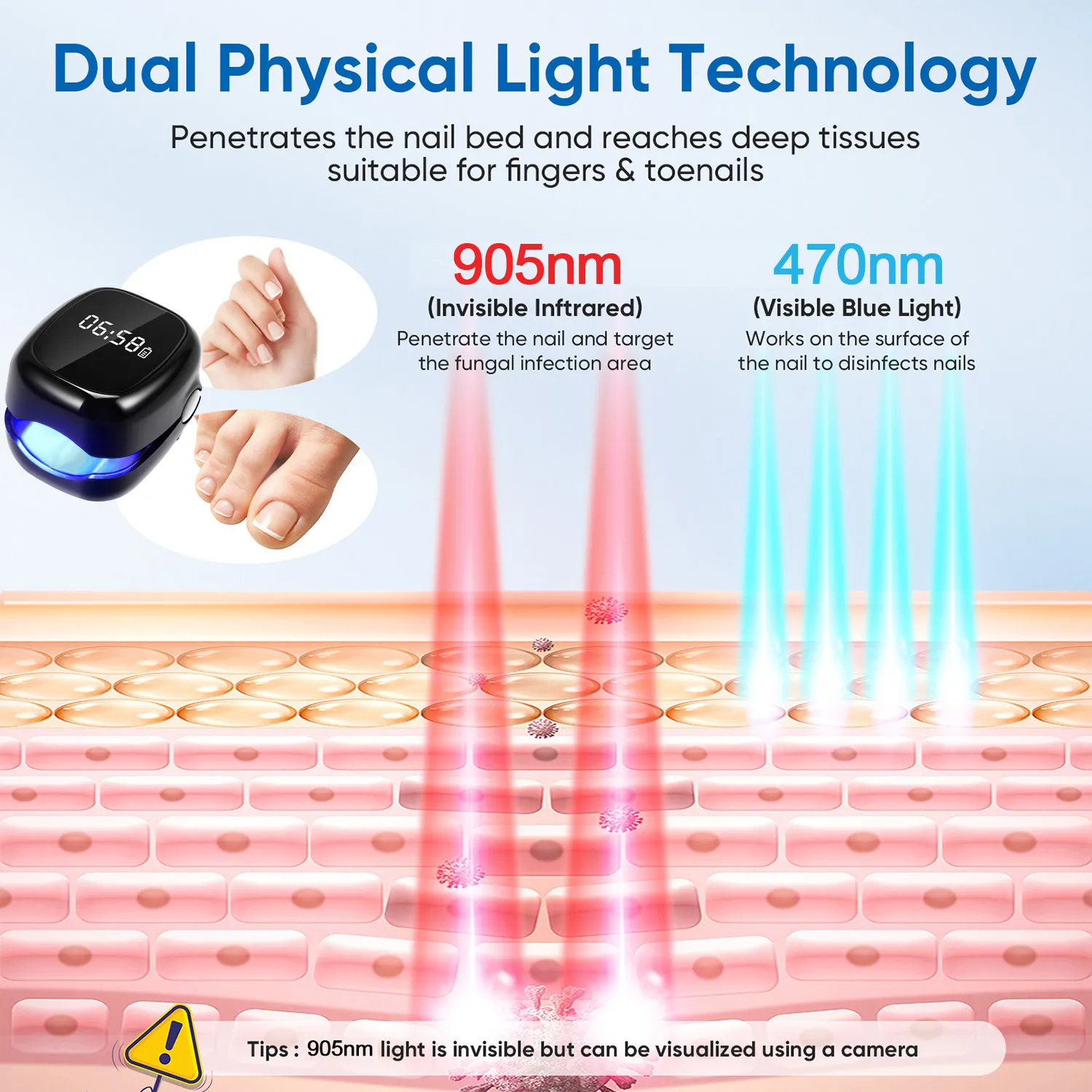 Nail Fungus Cleaning Laser Device Foot / Hand Nail Professional Nail Phototherapy Lamp Onychomycosis Fungus Cleaner view 3