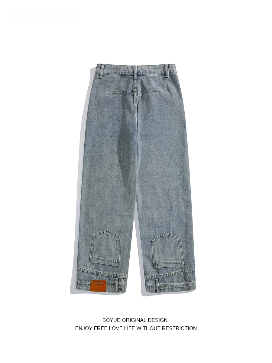 

Мужские джинсы Boyue в американском стиле, модные повседневные рабочие брюки большого размера, молодежные, прямого кроя, свободные...