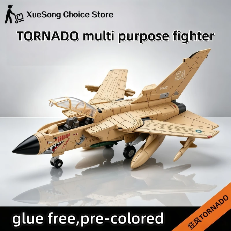 1/72 Creative Military Series Panavia Tornado Fighter Building Blocks Glue Free Pre-colored Aircraft Kit Toys For Aviation Fans