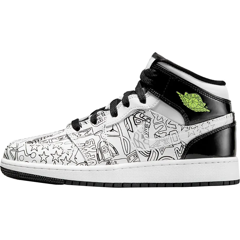 Tênis de basquete Nike Authentic Air Jordan1 Mid AJ1 High-Top GS DC4099-100