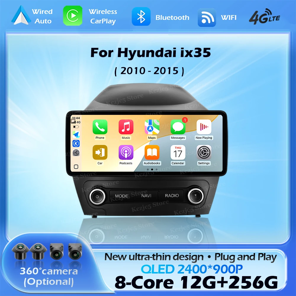 

QLED 2400*900P Экран Ультратонкий основной блок навигации GPS для Hyundai ix35 2010-2015 Android 15 Автомобильный радиоприемник Мультимедиа WIFI DSP