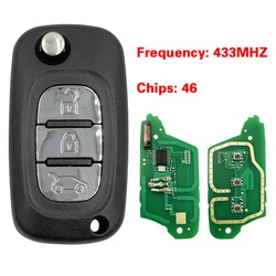 CN010054 Aftermarket 3 Button Flip Remote Key For R-enault Megane3 Scenic III SM3 Fluence 2009-2015 PCF7961 433Mhz FSK