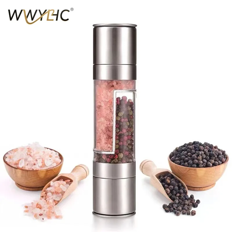 

Подходит для двойной мельницы для перца с регулировкой толщины помола, ручная бутылка для приправ из нержавеющей стали, для пикника и стейков