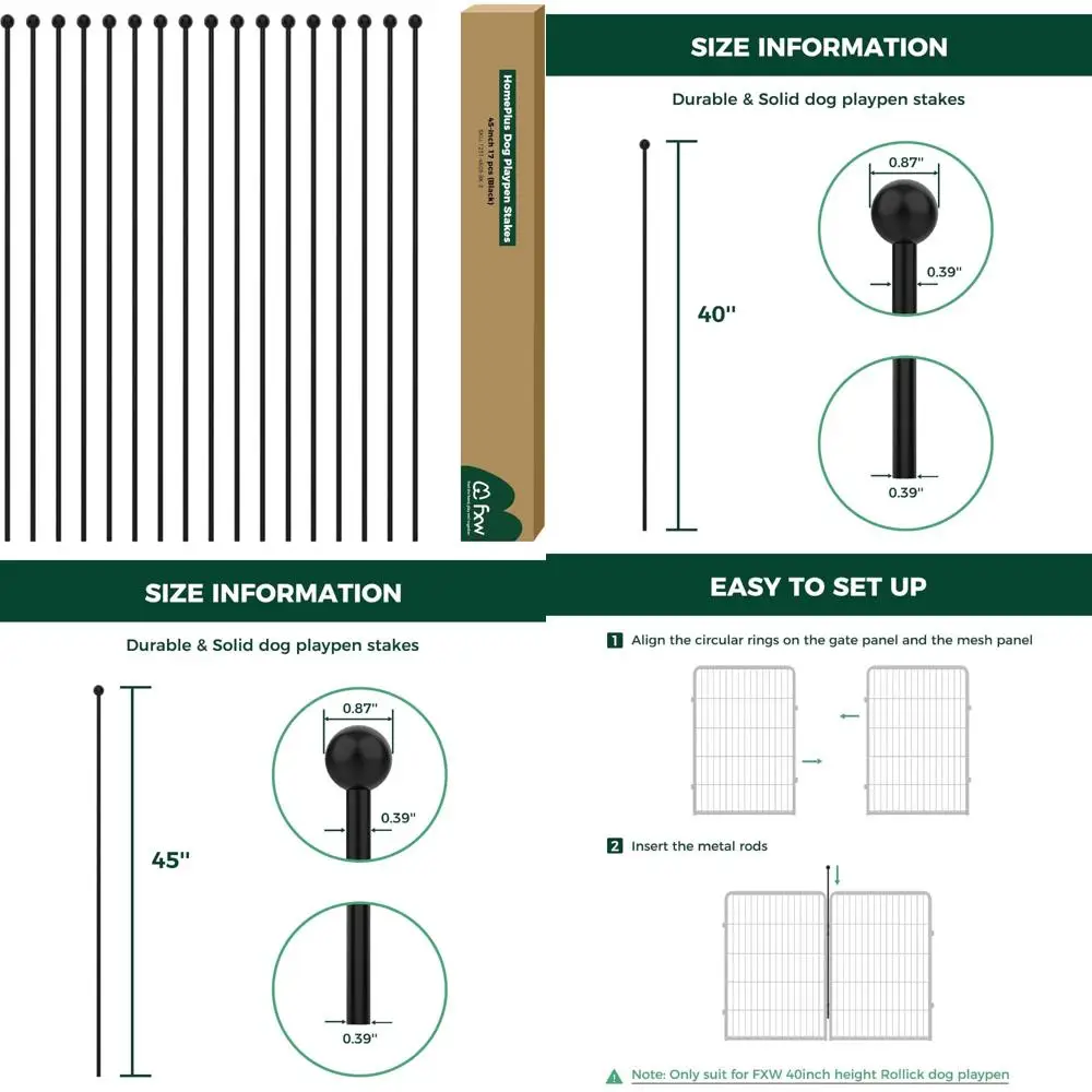 

Металлические колья для манежа для собак в помещении, дополнительные длинные стержни, сменные аксессуары для ручек для упражнений для домашних животных, 17 шт.
