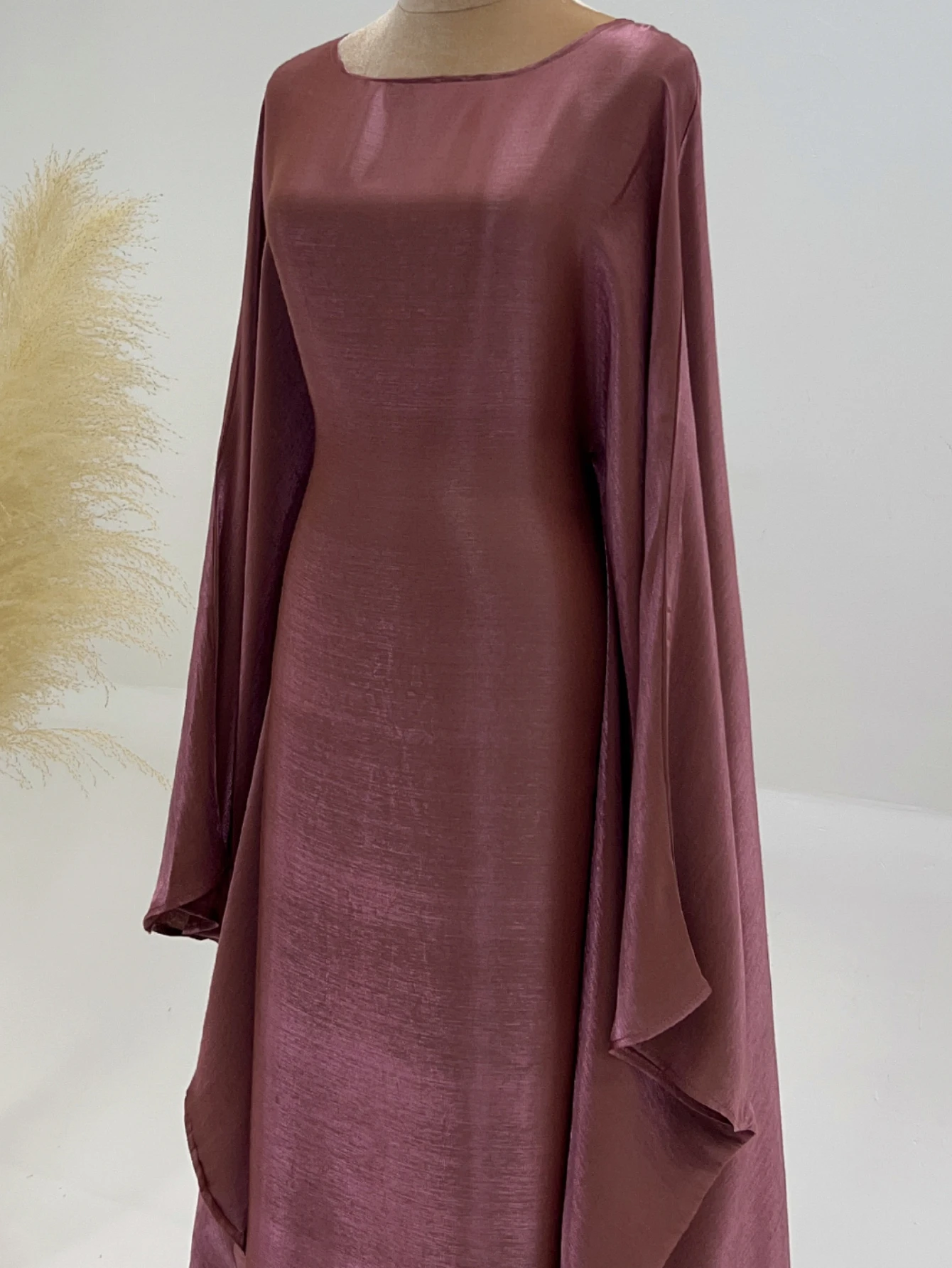 Abaya Dubai Dress,muslim Pure Color Dress for Women with Sashes Glint dress Abayas for Women Dubai Abaya Pure Color of Clothes