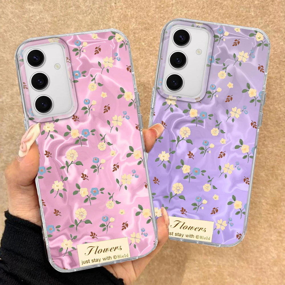 Telefon Fall Für Samsung Galaxy S24 Ultra S22 S23 S21 Plus S20 FE Koreanische INS Retro Blume Rose Mädchen Frauen drucken Abdeckung samsungs25